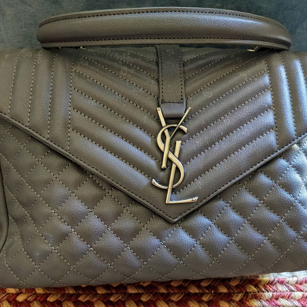 Yves Saint Laurent Silver Quilted Satchel
